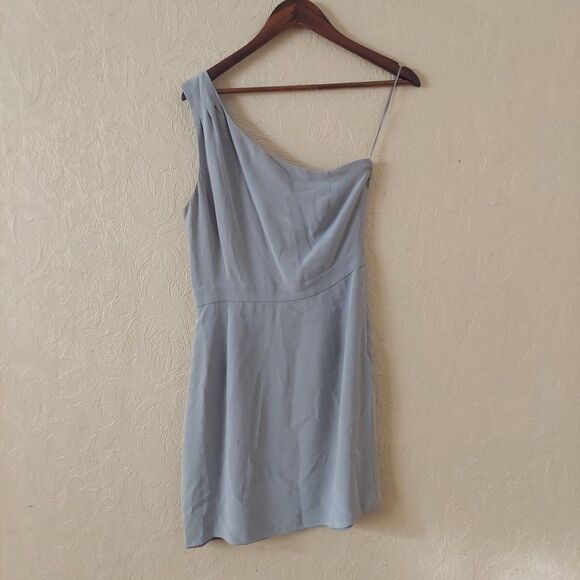J. Crew Grey Silk One Shoulder Dress Sz 8 - Picture 1 of 10